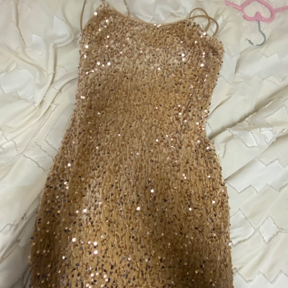 Gold sequins hoco dress